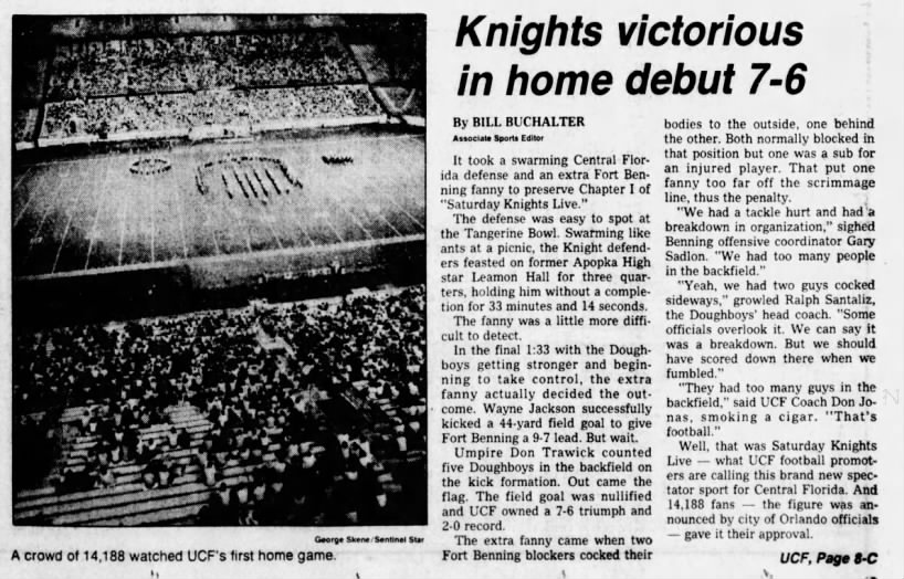 UCF wins first home football game in 1979