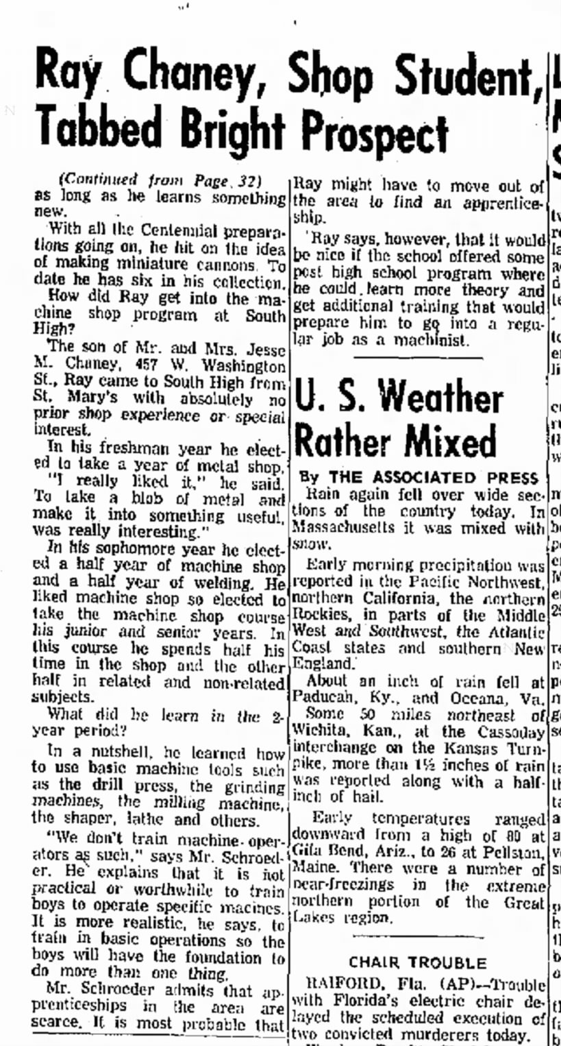 The Daily Mail, Hagerstown, MD., Wednesday, May 9, 1962, page 3 (continued from page 32).