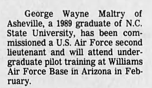 Wayne's USAF commission 06.14.89