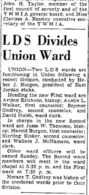 1942 Harold Burgon 1st Counselor in Union 2nd Ward Jan 17, p 26