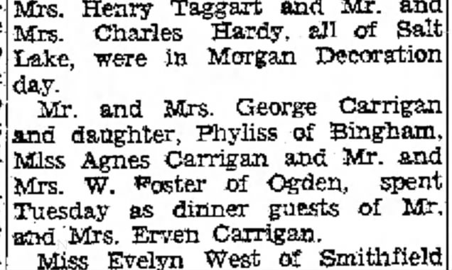 June 4, 1933 Ida & George - dinner at Irv Carrigans