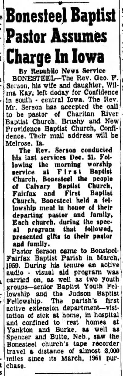 1962 January 5 - Baptist pastor