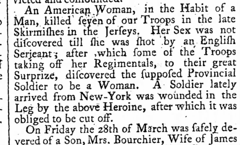 American Woman in Regimentals 1777 London