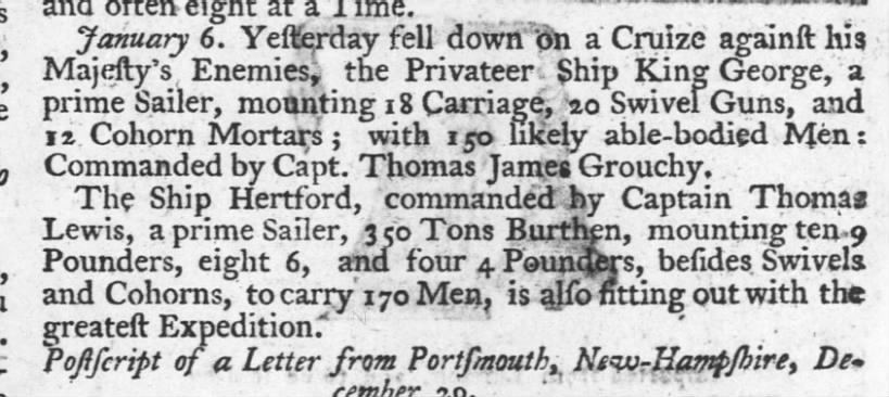 1757 Privateer with Cohorn Philidelpia