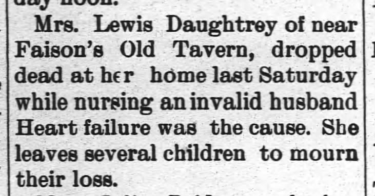 Sarah Jane Davis Daughtry, Obituary