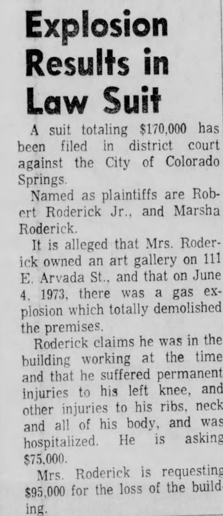 Robert M Roderick Jr and Marsha Roderick lawsuit
