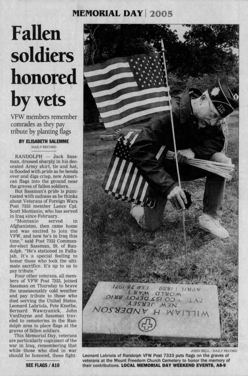Leonard E Labriola 
6/27/1945
Daily Record (Morristown, NJ) May 27, 2005
Memorial Day Tribute