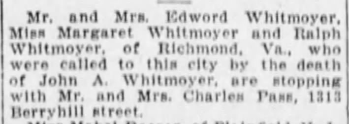 Edward Whitmoyer family of Richmond, VA-1909