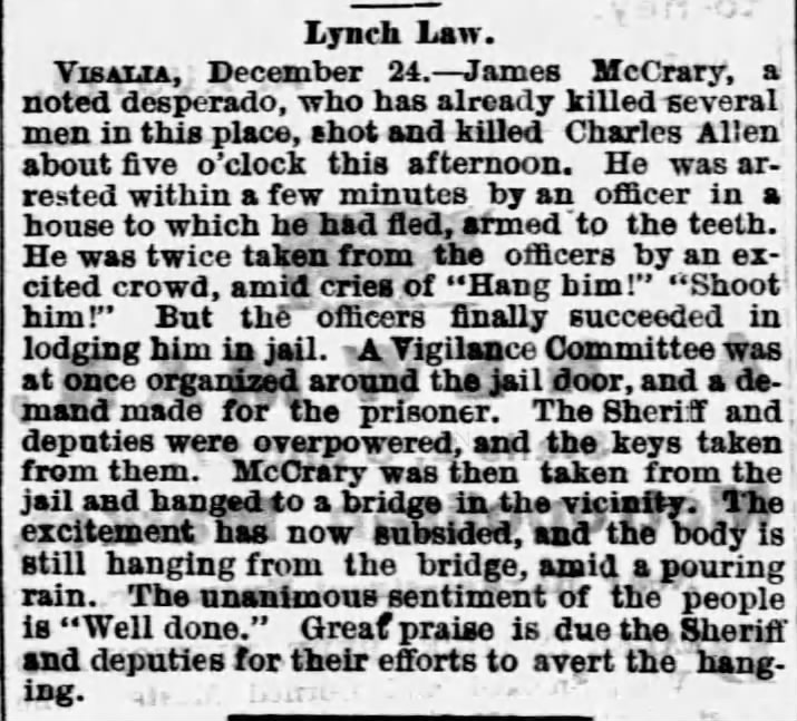 James McCrary killed Charles Allen in Visalia