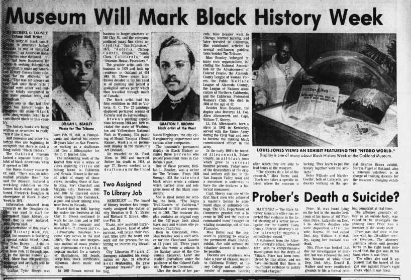 Museum Will Mark Black History Week
Delilah L. Beasley