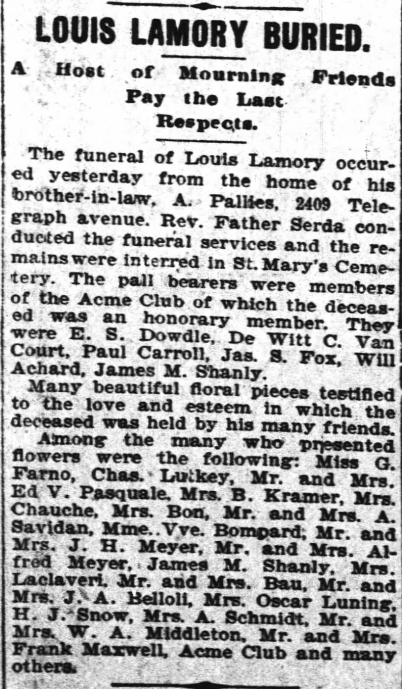 Louis Lamory Buried