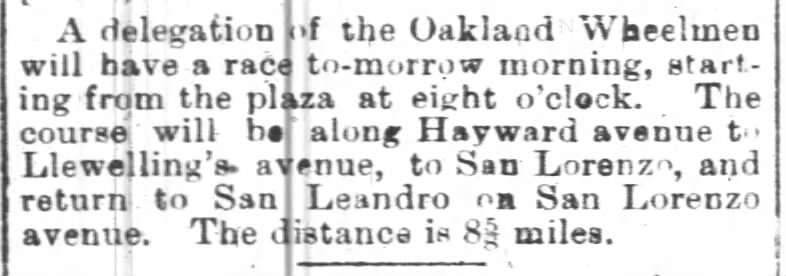 A delegation of the Oakland Wheelmen will have a race to-morrow morning, ...