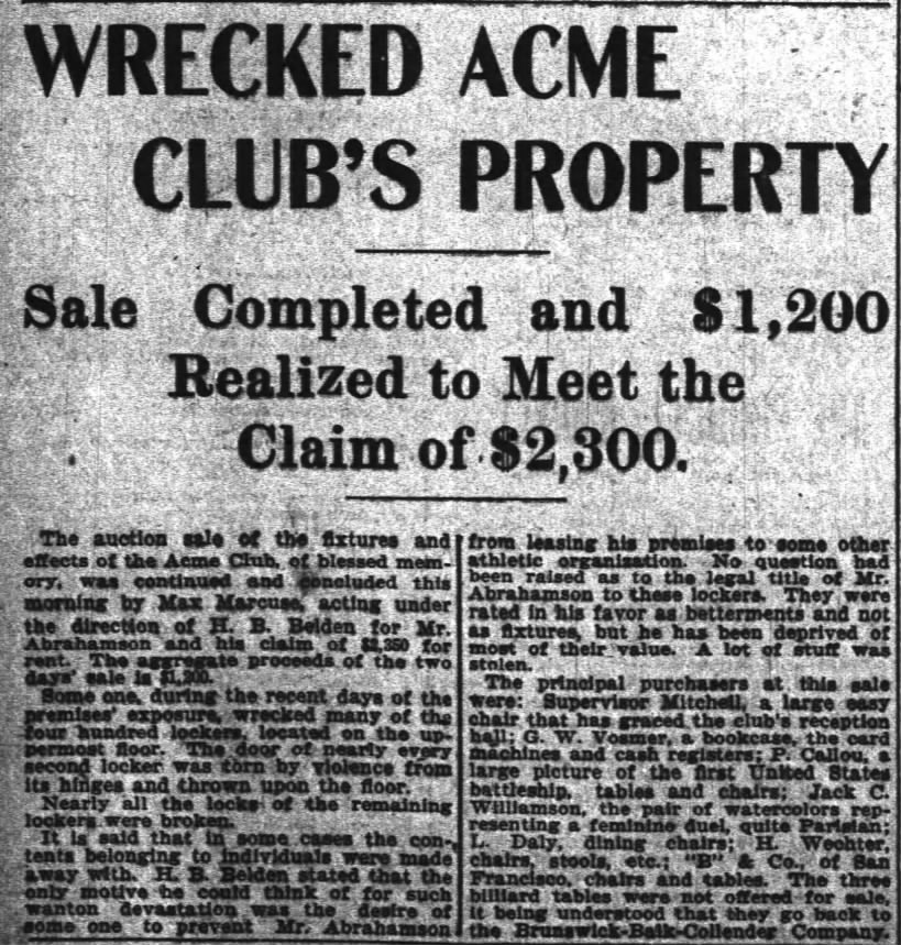 Wrecked Acme Club's Property