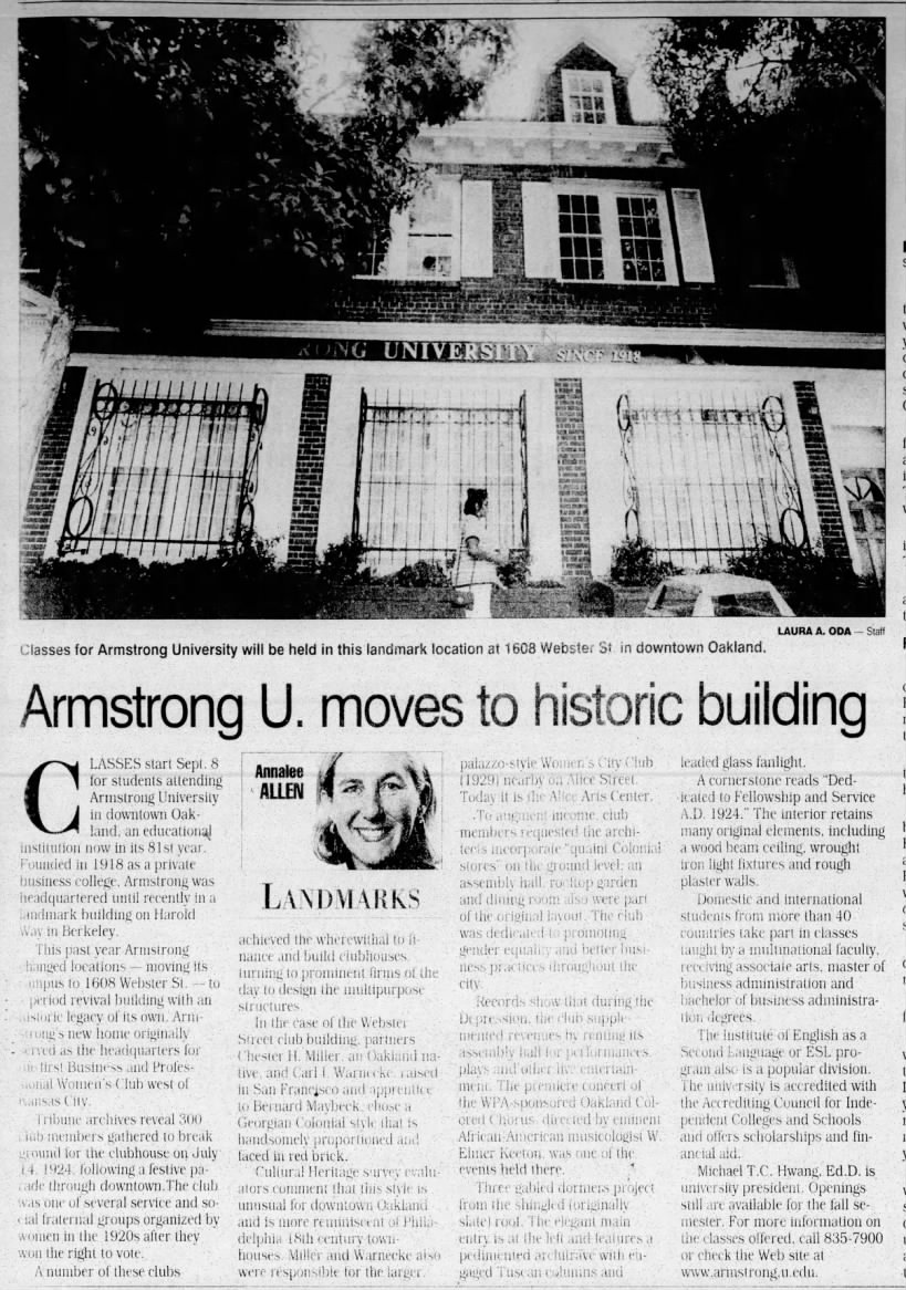 Annalee Allen
Armstrong U. moves to historic building
