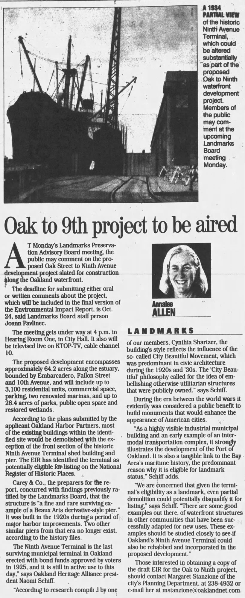 Annalee Allen
Oak to 9th project to be aired
