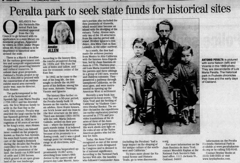 Annalee Allen
Peralta park to seek state funds for historical sites