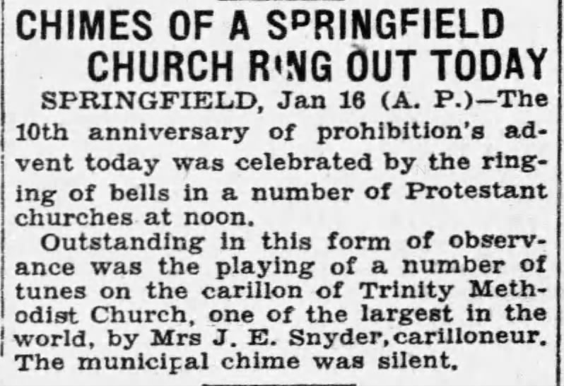 Chimes of a Springfield Church Ring Out Today