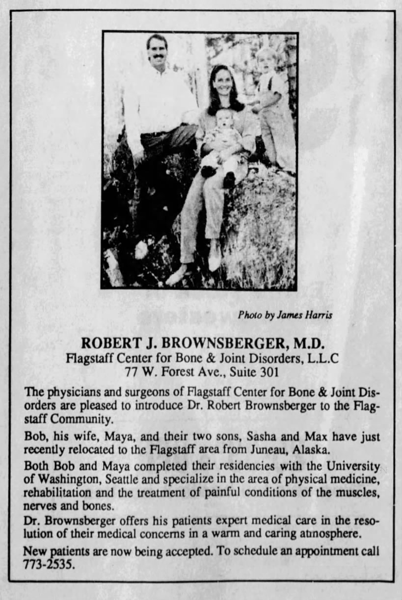 Dr Robert Brownsberger, Glagstaff Center for Bone and Joint Disorders