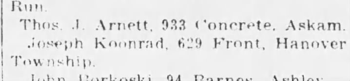 Joseph Koonrad exempted from draft (15 Aug 1917)