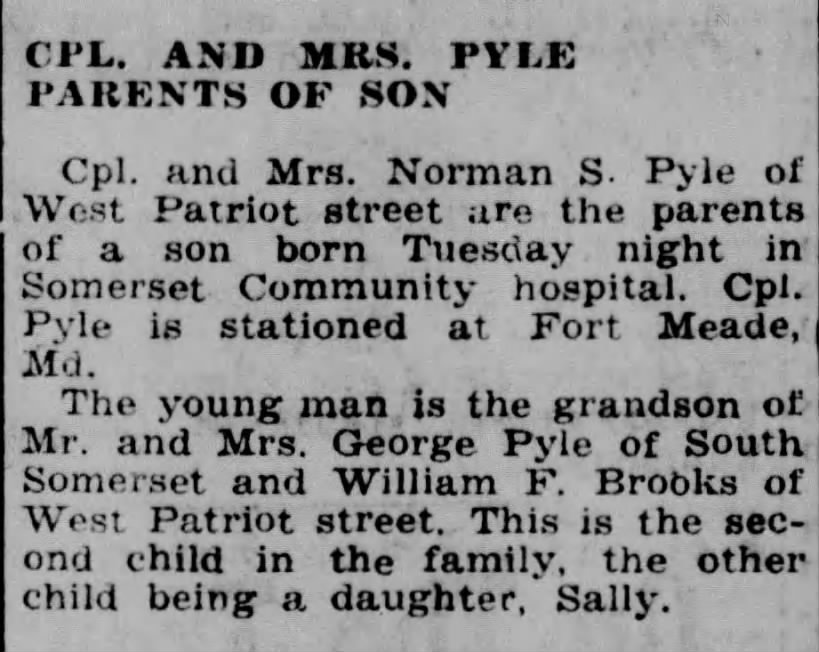 Norman Pyle, Jr. Birth