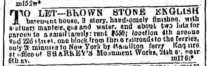 Brooklyn Daily Eagle, 23 Mar 1866 - House for sale/let