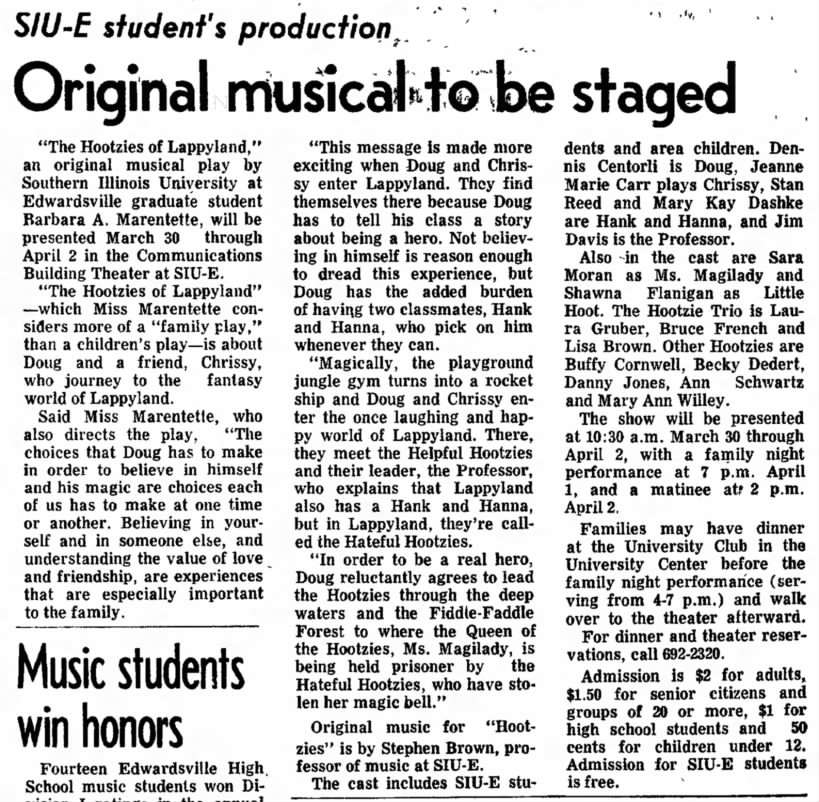 1977 March 11 Hootzies Show To be Staged