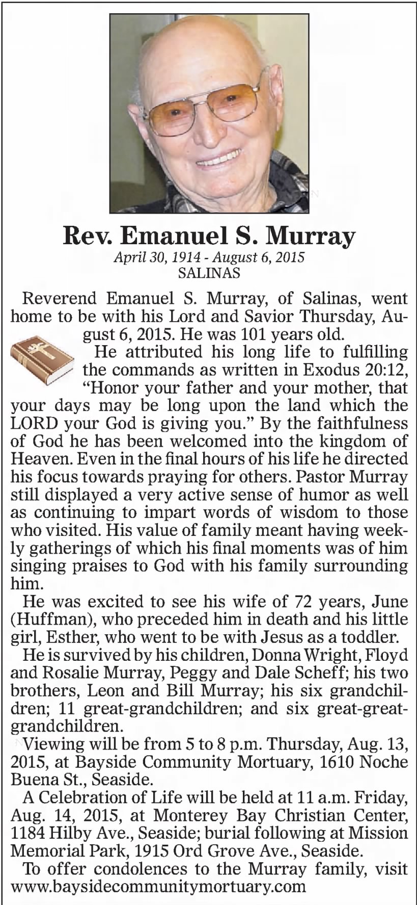 Emanuel S Murray obituary