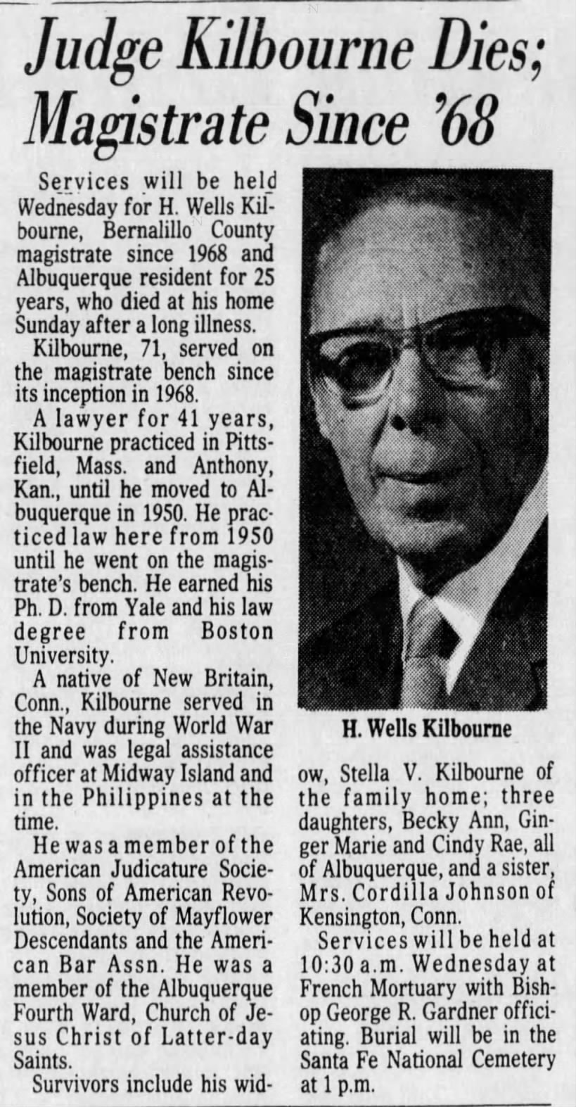 Herman Wells Kilbourne obituary