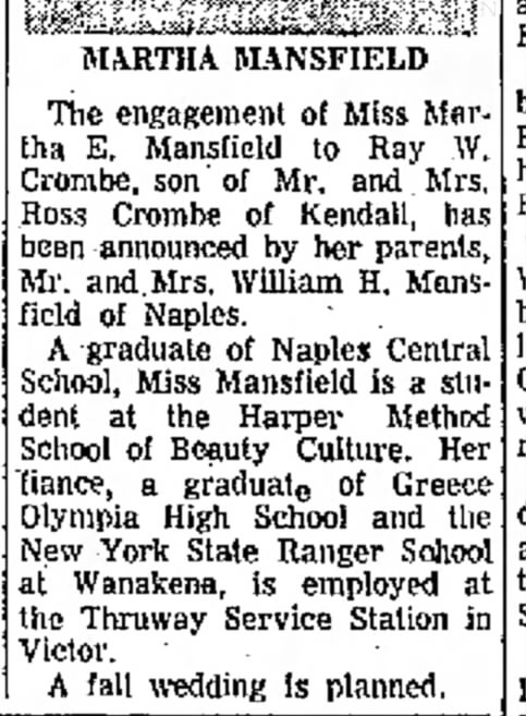 Mansfield - Crombe engagement