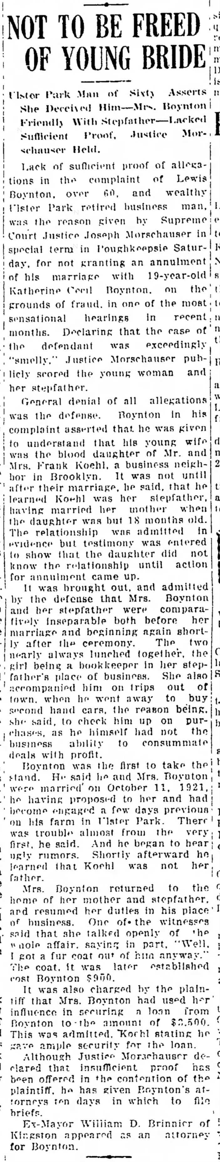Katherine Boynton - Kingston Daily Freeman - 09/26/1922