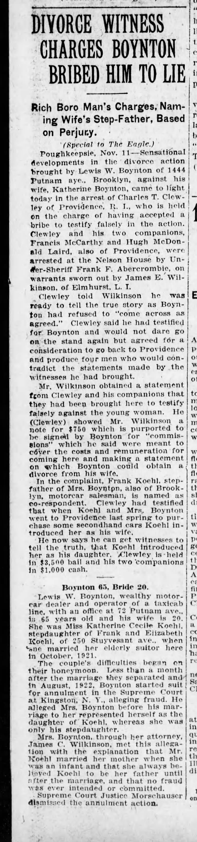 Katherine Boynton - Brooklyn Daily Eagle - 11/12/1922