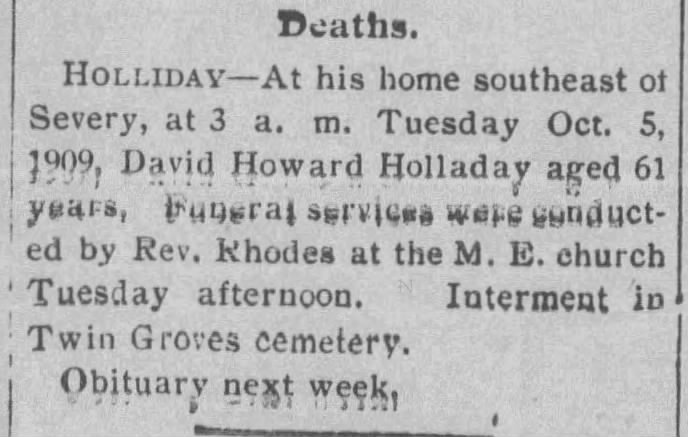 Obituary for David Howard Holliday