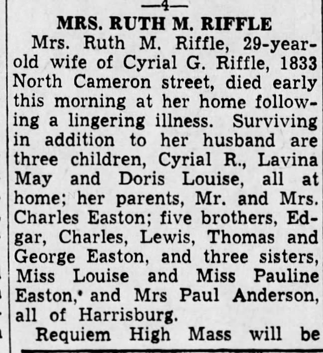 Ruth Easton Riffle Obituary