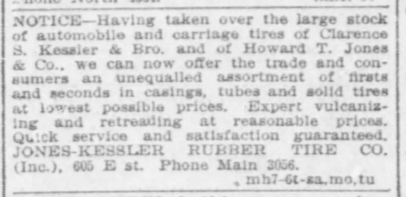 1907 Jones - Kessler tire add.