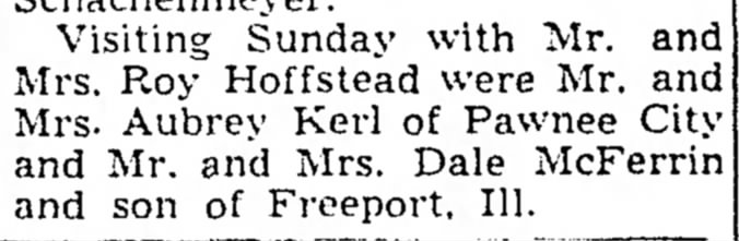 Kerl, Aubrey Visit 18 Jul 1950 Beatrice Daily Sun