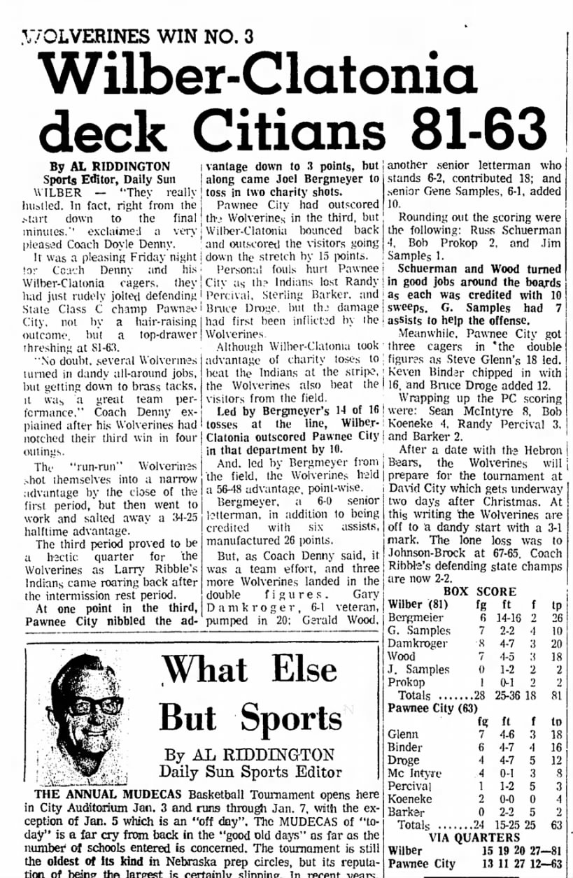 Percival, Randy Basketball
18 Dec 1971, Beatrice Daily Sun