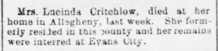 More Research Critchlow Death 1896