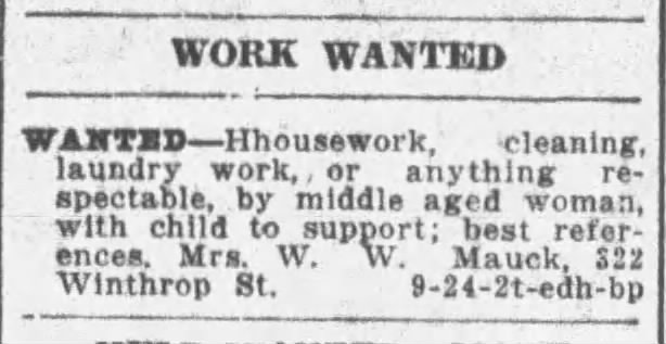 help wanted mrs w w mauck