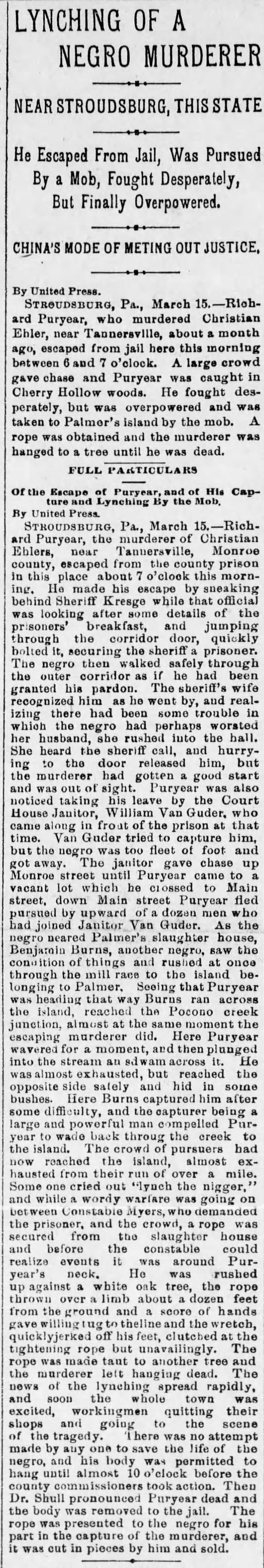 Harrisburg Dailey Independent  3/15/1894  Puryear