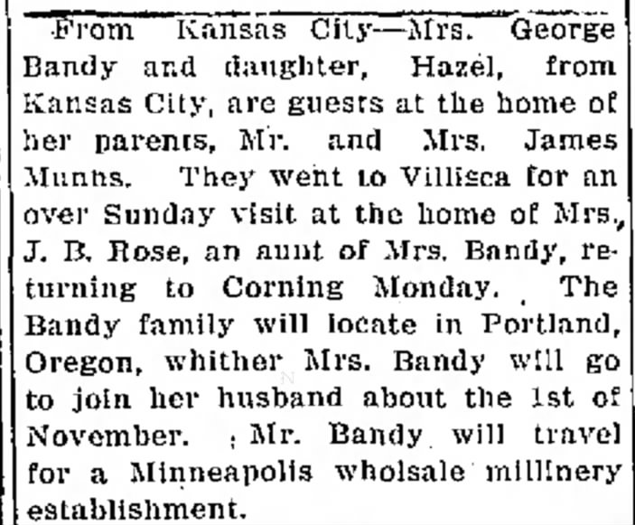 Hazel Bandy Adams County Free Press Corning Iowa Oct 30 1912
