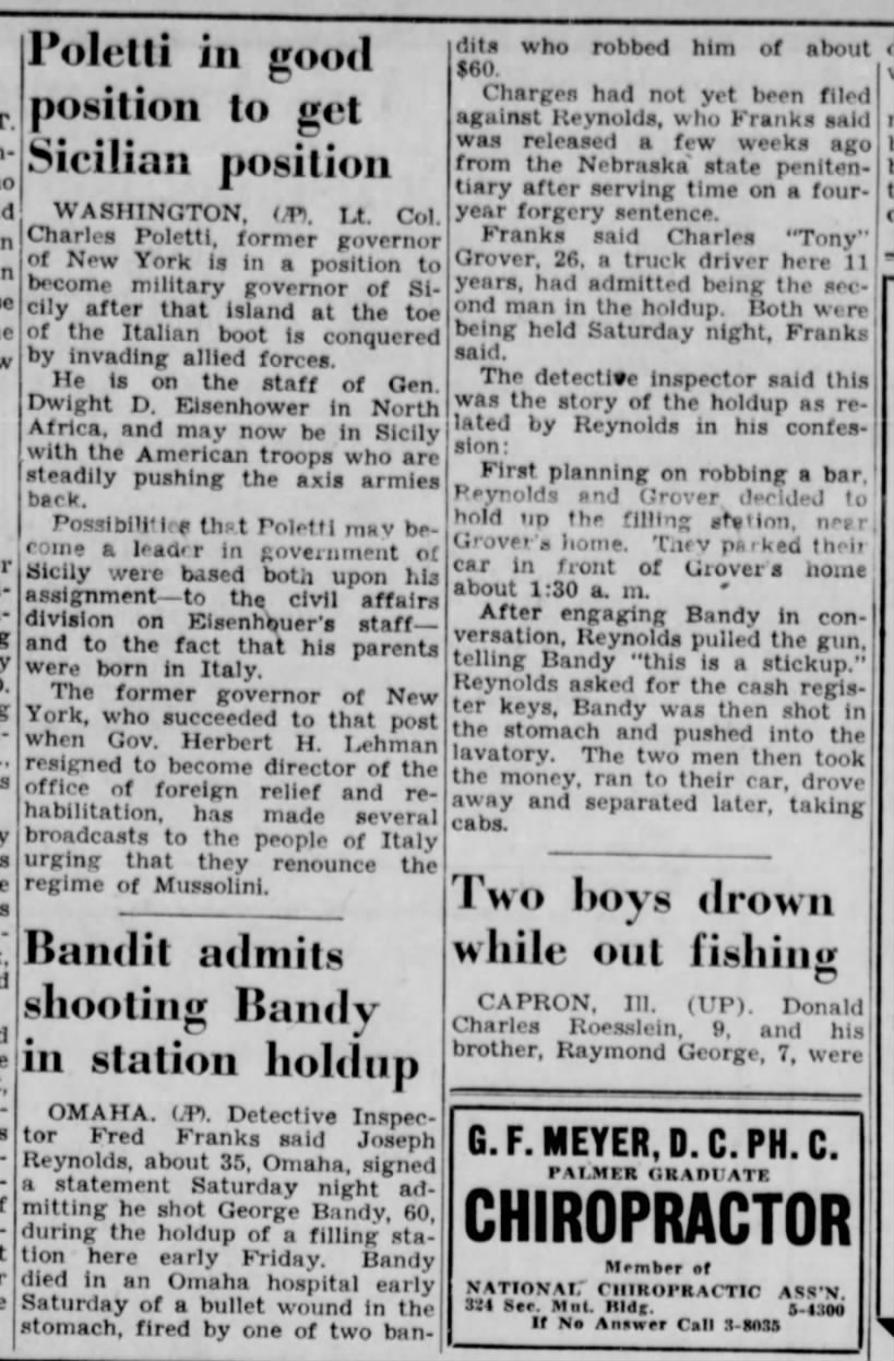 George Bandy The Lincoln Star July 18 1943