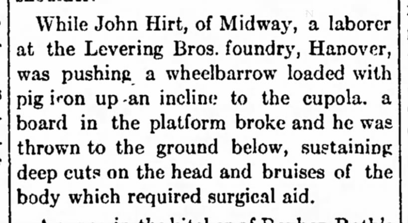John Hirt 1916 injury