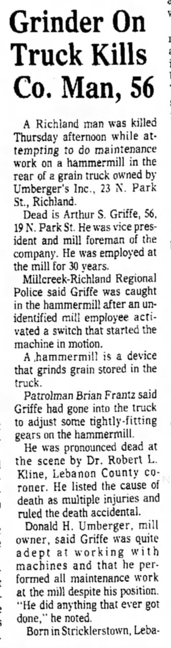 1977 Grinder on Grain Truck Kills Arthur S Griffe of Richland Part 1 of 2