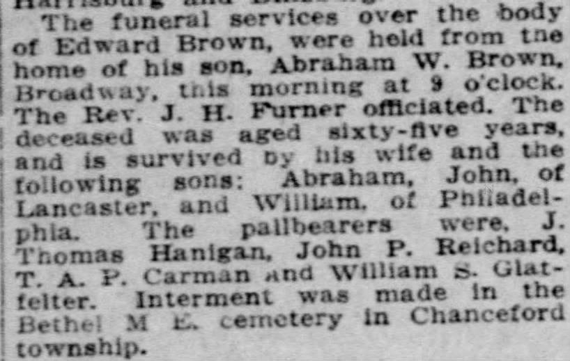 1912 Funeral of Edward Brown at Bethel ME