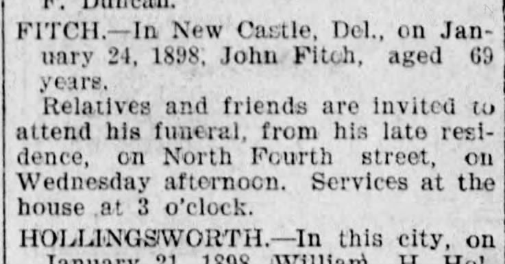 Fitch John funeral notice