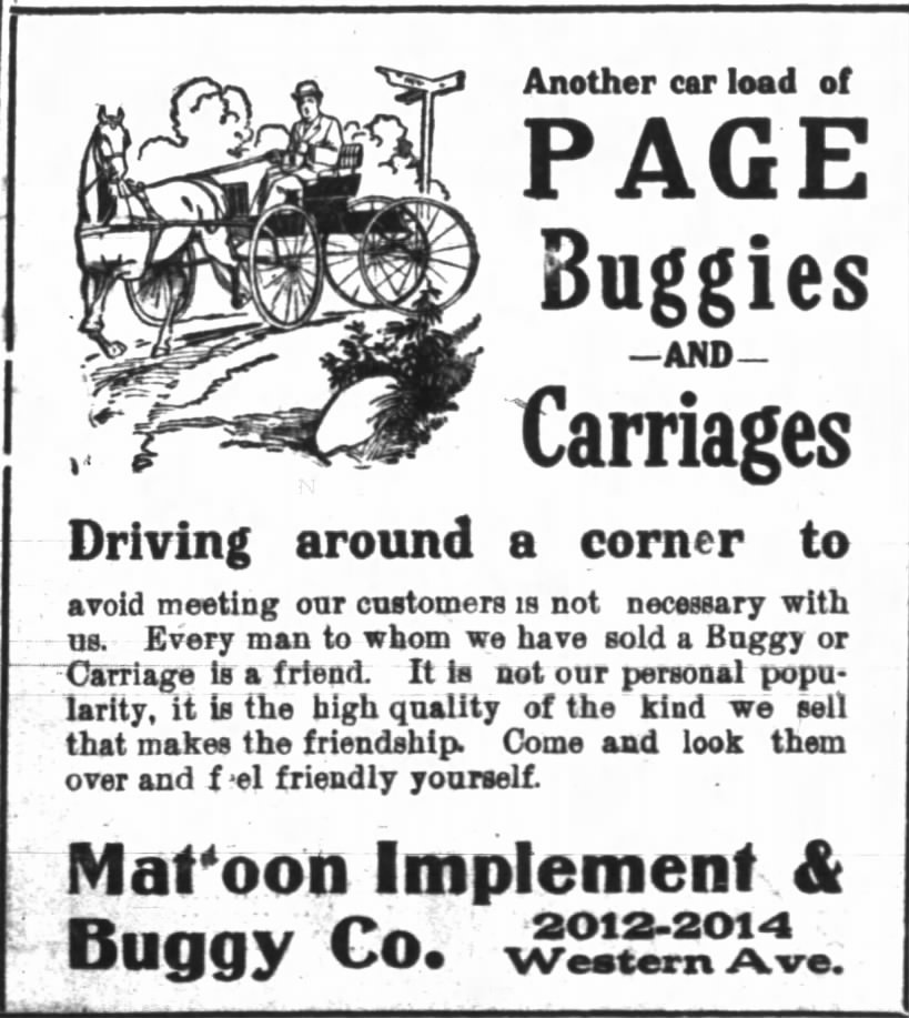 Mattoon Implement & Buggy Company Ad 1915