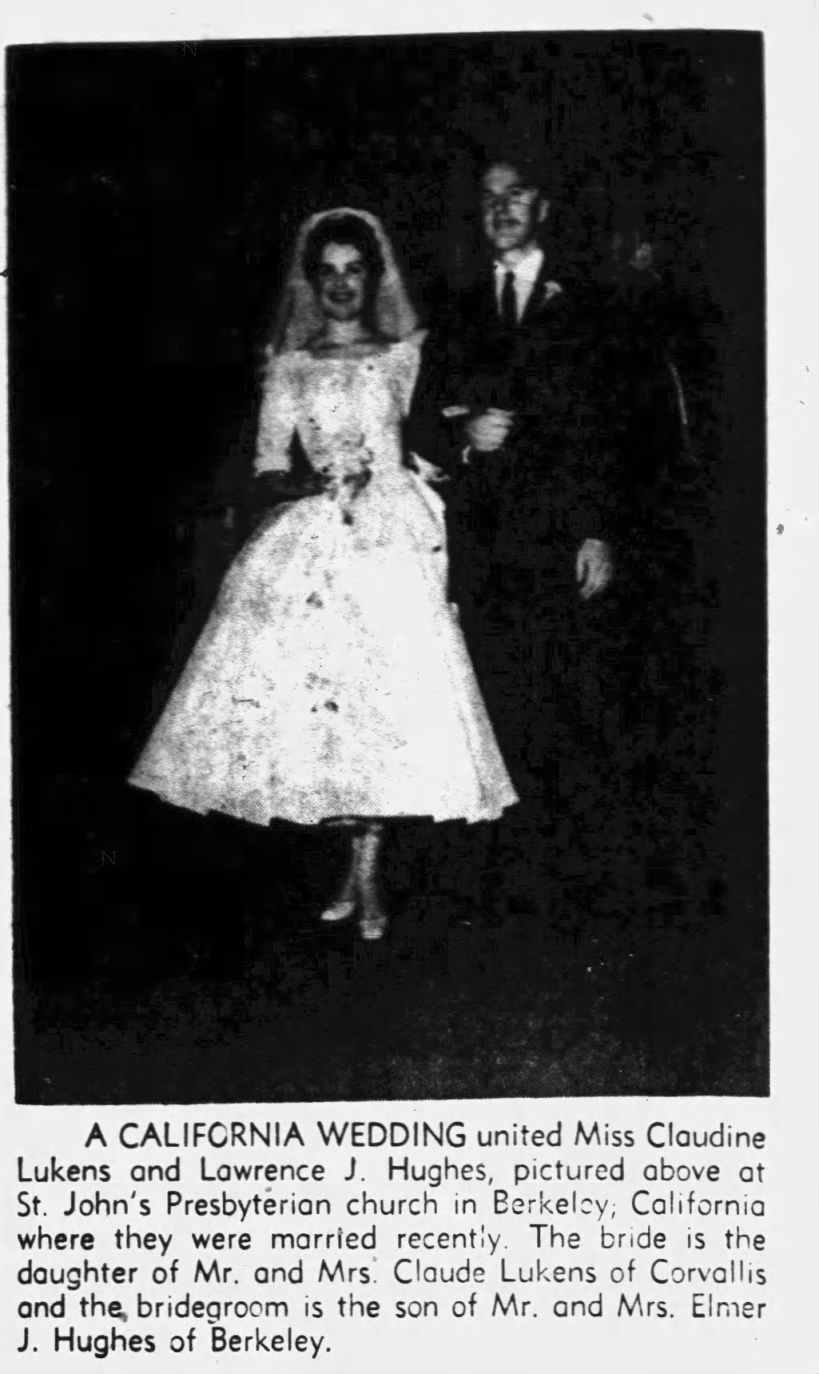 Lukens_Claudine - Pic - Marries Hughes - Corvallis Gazette - 28 Dec 1957