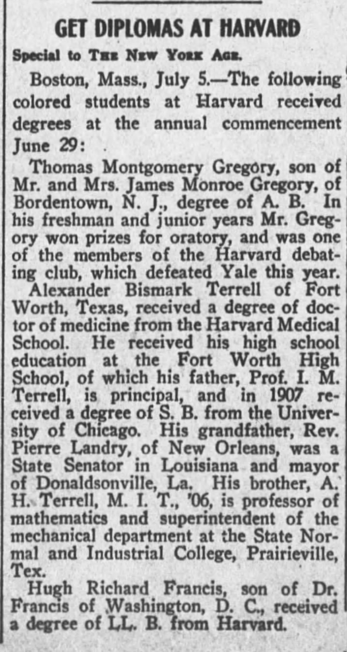 Thomas Montgomery Gregory - Harvard Diploma