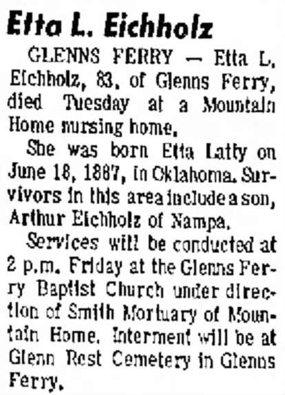 Etta Latty Obituary