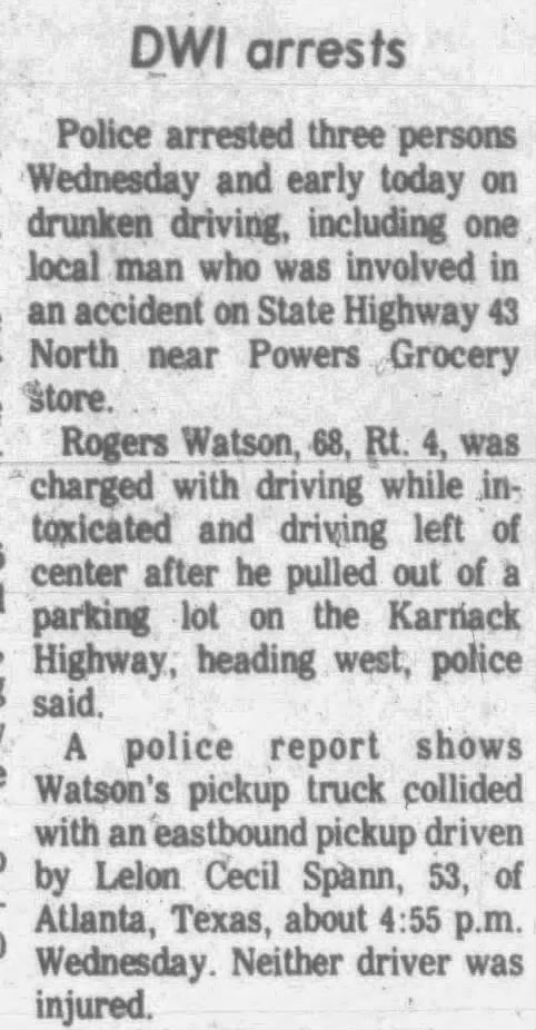 Lelon Spanns Accident - The Marshall News Messenger - Sept 23, 1982